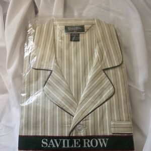 Savile Row Beige Striped Pajama Set 100% Cotton